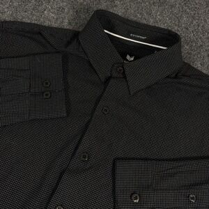 Butter Cloth Shirt Mens L Black Geometric Icy Cotton Long Sleeve Button Up Shirt